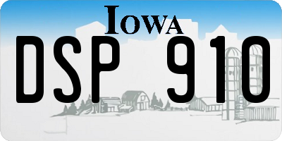 IA license plate DSP910