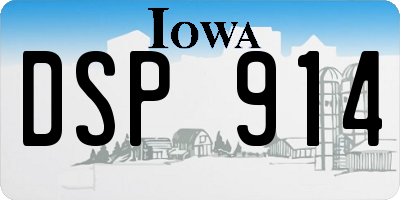 IA license plate DSP914