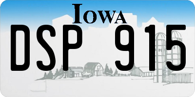 IA license plate DSP915
