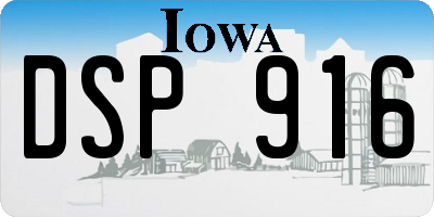 IA license plate DSP916