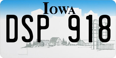 IA license plate DSP918