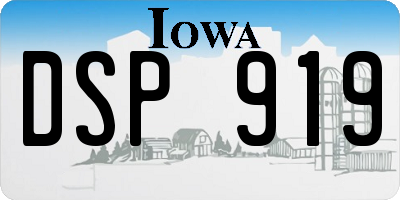 IA license plate DSP919