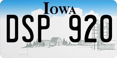 IA license plate DSP920