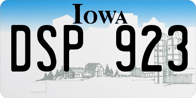 IA license plate DSP923