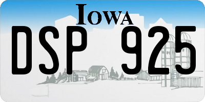 IA license plate DSP925