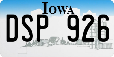 IA license plate DSP926