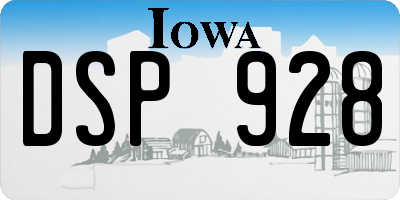 IA license plate DSP928
