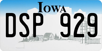 IA license plate DSP929