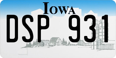 IA license plate DSP931