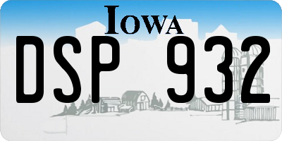 IA license plate DSP932