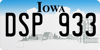 IA license plate DSP933