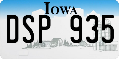 IA license plate DSP935