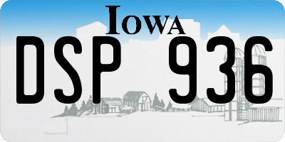 IA license plate DSP936