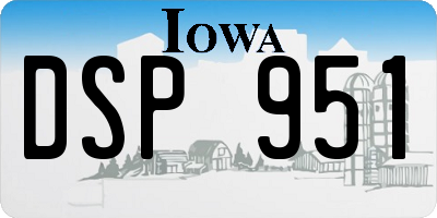 IA license plate DSP951