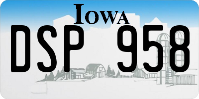 IA license plate DSP958