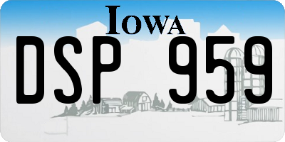 IA license plate DSP959