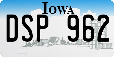 IA license plate DSP962