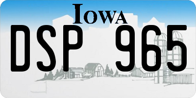 IA license plate DSP965