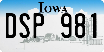 IA license plate DSP981