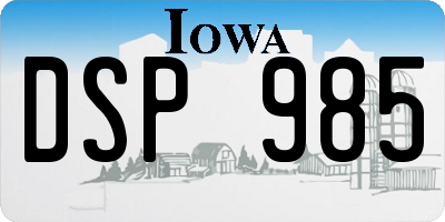 IA license plate DSP985