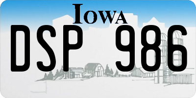 IA license plate DSP986