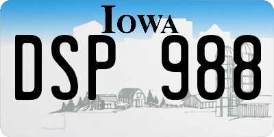 IA license plate DSP988