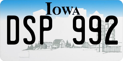 IA license plate DSP992