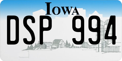 IA license plate DSP994