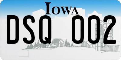 IA license plate DSQ002