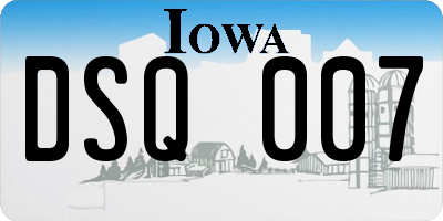 IA license plate DSQ007
