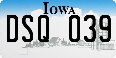 IA license plate DSQ039