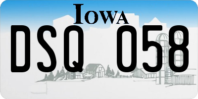 IA license plate DSQ058