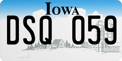 IA license plate DSQ059
