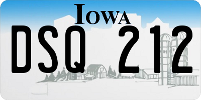 IA license plate DSQ212