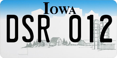 IA license plate DSR012