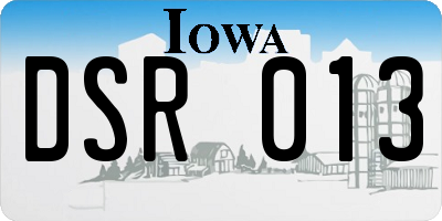IA license plate DSR013