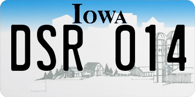 IA license plate DSR014