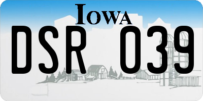 IA license plate DSR039