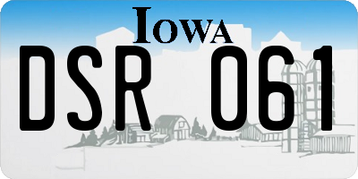 IA license plate DSR061
