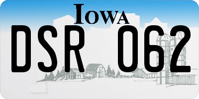 IA license plate DSR062