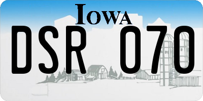 IA license plate DSR070