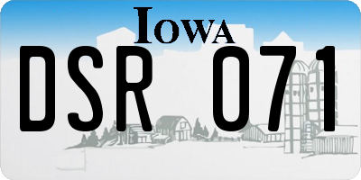 IA license plate DSR071