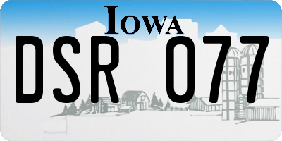 IA license plate DSR077