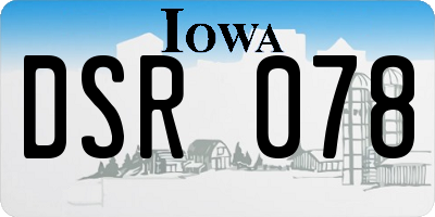 IA license plate DSR078