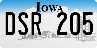 IA license plate DSR205