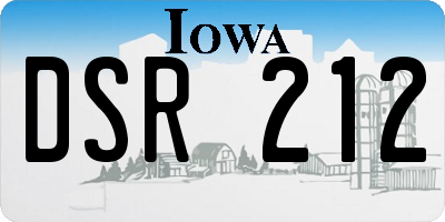 IA license plate DSR212