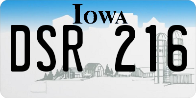 IA license plate DSR216