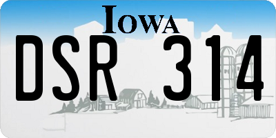 IA license plate DSR314