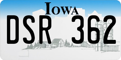IA license plate DSR362