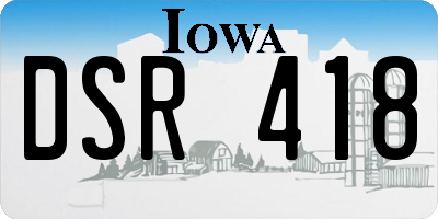 IA license plate DSR418
